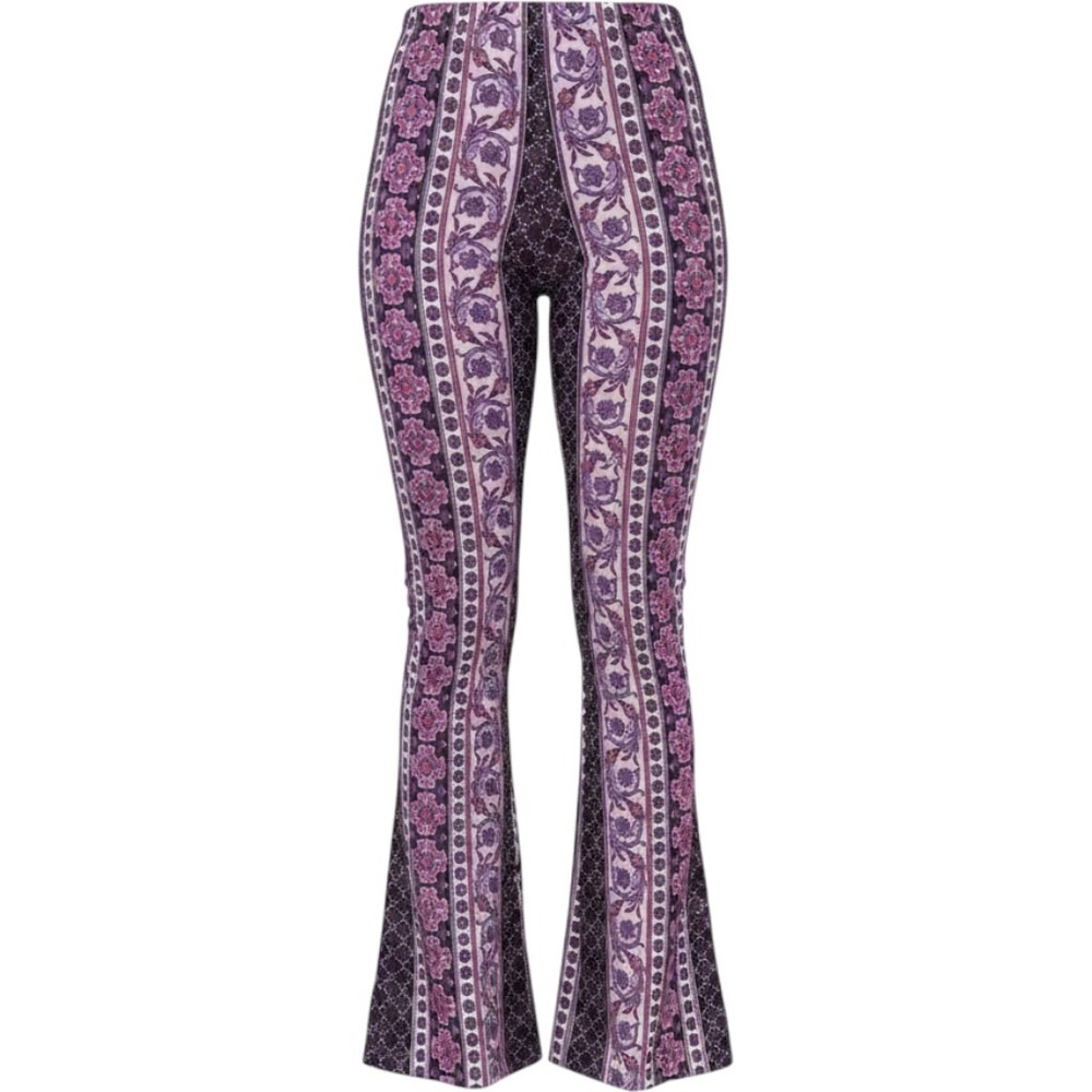 Rainbow Paisley Striped Flare Pants women's Sz pink puple boho bell bottoms high